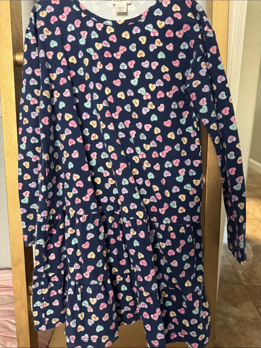 Crewcuts Navy Long-Sleeve Heart Print Dress